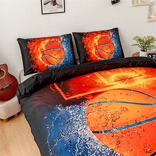 3D Sports Fire Basketball Bedding Set for Teen Boys