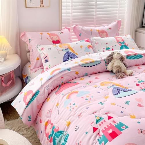 Wajade Kids Pink Princess Comforter Set 3 Piece Bed in a Bag