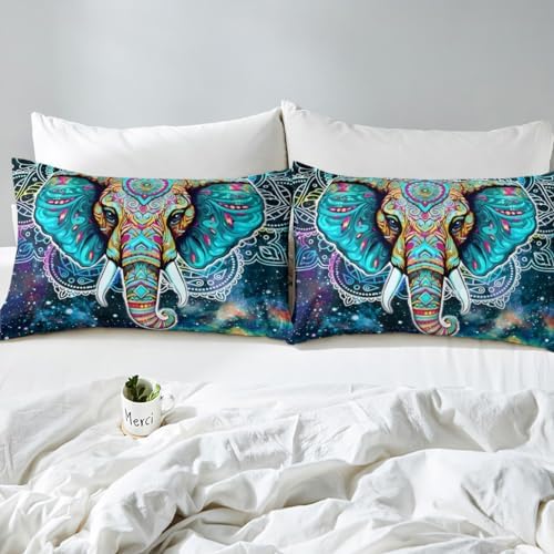 Feelyou Elephant Duvet Cover Set 3Pcs Zipper Queen Size