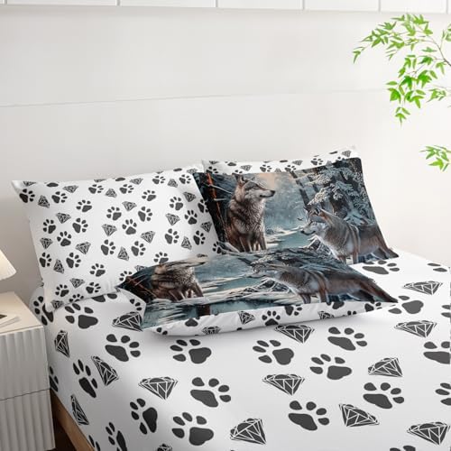 AILONEN Snow Wolf Comforter Set Full Size 7 Piece