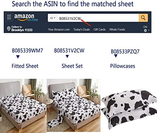 Mengersi Cow Print Duvet Cover Set Full Size Reversible Kids Bedding