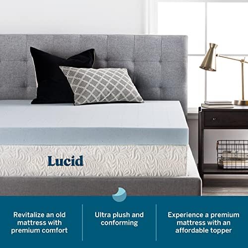 LUCID 4 Inch Gel Memory Foam Mattress Topper - Twin 1