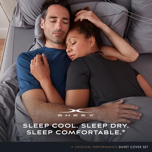 SHEEX Cooling Duvet Cover Set Lightweight King Pearl Blue