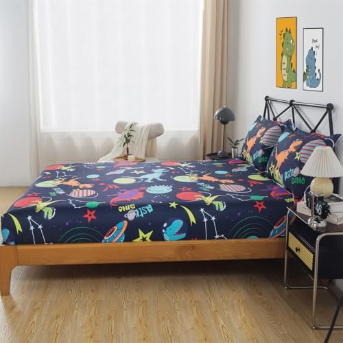QJMIAOFANG Dinosaur Space Twin Bed Set 2 Pieces