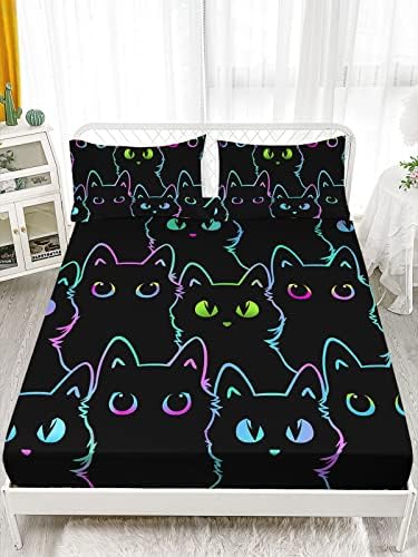 Axolotl Kids Bedding Set Queen Size 4Pcs Kawaii Cat Pattern