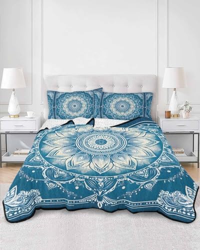 Stongaro Quilt Twin XL Navy Blue Set 3 Pieces Lightweight Bedding