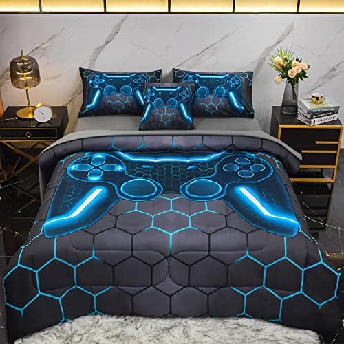 Keyroal 6Pcs Gaming Themed Comforter Set Twin Size
