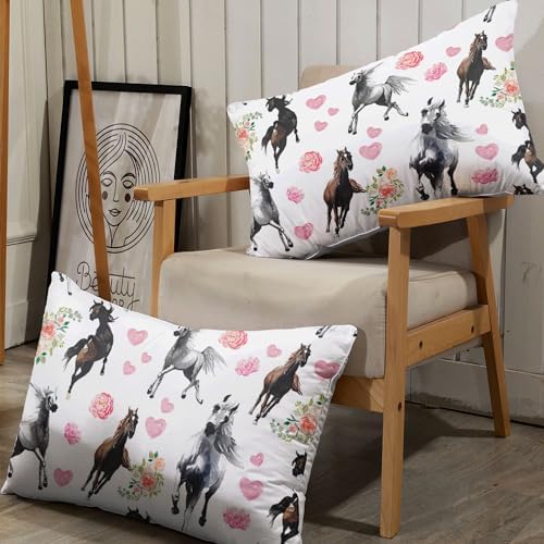 Kids Horses Flowers Sheet Set 4 Pcs Full Size