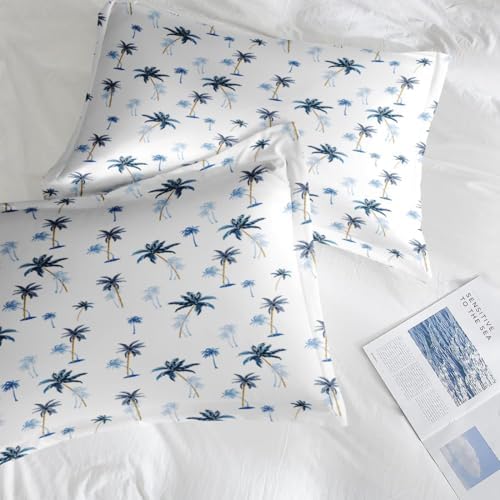 Pamnest Queen Size Bed Sheet Set with Palm Tree Leaf Pattern