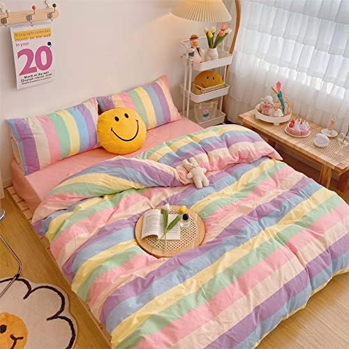 Koudi Rainbow Stripes Duvet Cover Set Queen
