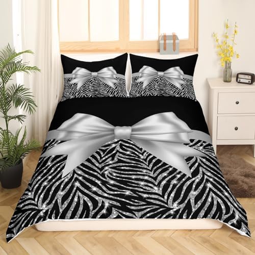 Feelyou Silver Glitter Duvet Cover Twin Set 1