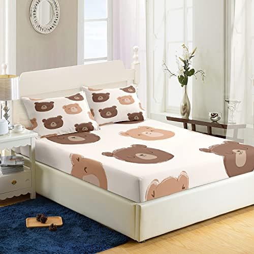 CVHouse Kawaii Bear Bed Sheet Set Queen Size
