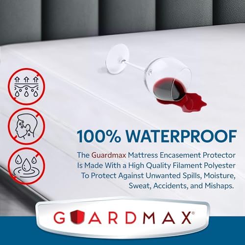 Guardmax Jersey Knitted Queen Mattress Encasement - Waterproof Bed Bug Proof