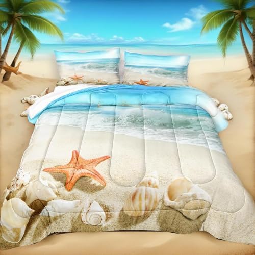 Bedbay California King Comforter Set 3 Pcs Beach Theme