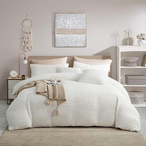 CinYana Sherpa Fleece Duvet Cover Set 5 Piece Double-Sided