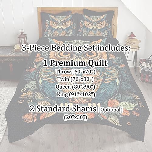SATIGI Custom Owl Quilt Set Queen Size Duvet Cover