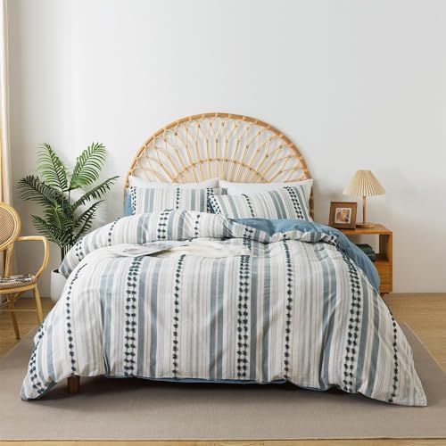 La Sheer Cal King Duvet Cover Set - Tufted Dots Boho Chic Bedding