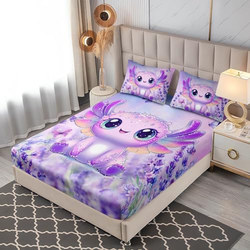 Cute Axolotl Bed Fitted Sheet Set for Kids