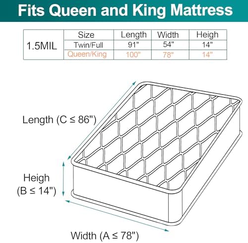 ALLWIN Mattress Encasement - Queen King Size 1 Pack