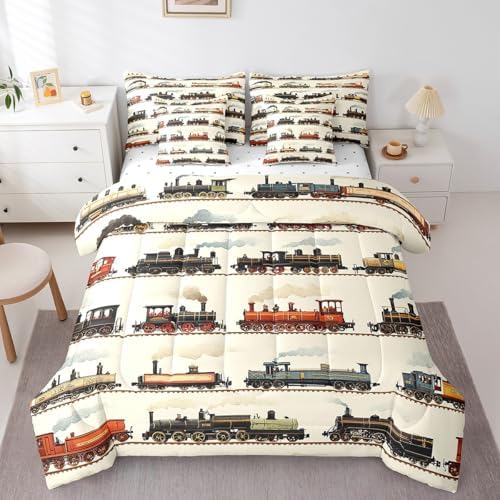 Feelyou Vintage Train Bedding Set 7 Pcs