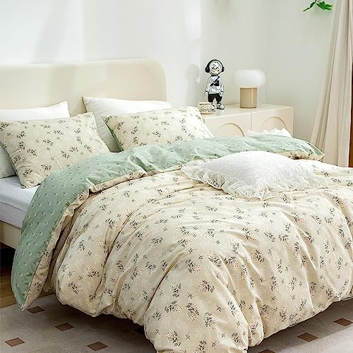 Floarl King Duvet Cover Set - 3 Pieces Floral Bedding with Zipper Closure