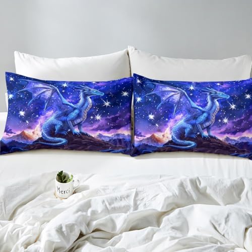 Homewish Dragon Fitted Sheet Set Full Size with 2 Pillowcases
