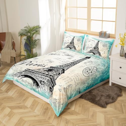 Feelyou Eiffel Tower Duvet Cover Set Queen Size 1