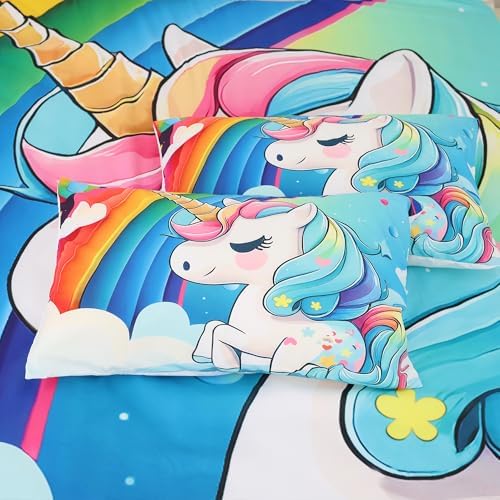 FUYEUN Unicorn Fitted Sheet Set Queen Size 4PCs