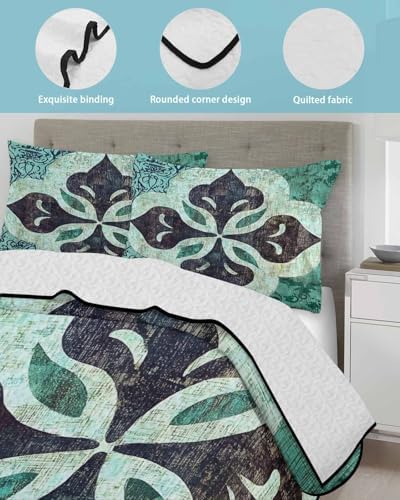 Stongaro Retro Abstract Quilt Comforter Set 3 Pieces Twin XL