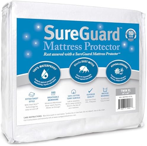 SureGuard Twin XL Mattress Protector - Waterproof and Hypoallergenic