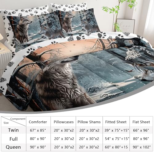 AILONEN Snow Wolf Comforter Set Full Size 7 Piece