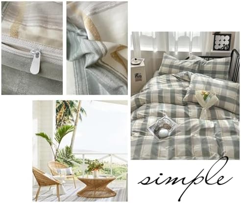 VM VOUGEMARKET Plaid Duvet Cover Set King with Zipper