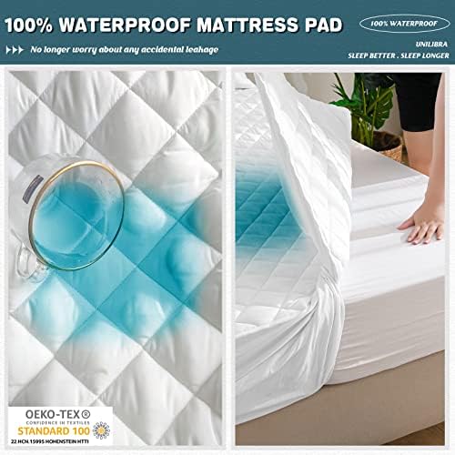 UNILIBRA Queen Mattress Protector Waterproof Deep Pocket with Breathable Hollow Cotton Filling