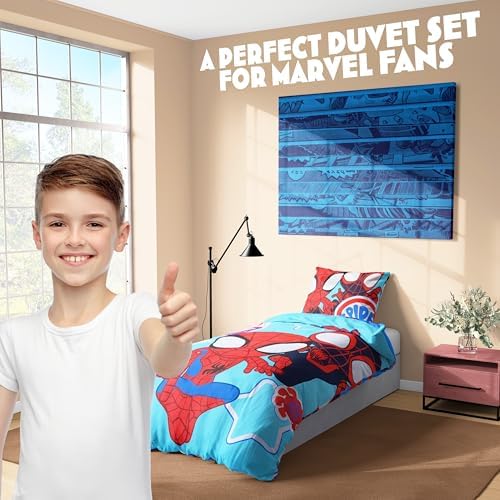 Marvel Spiderman Duvet Cover and Pillowcase Set Blue Spidey