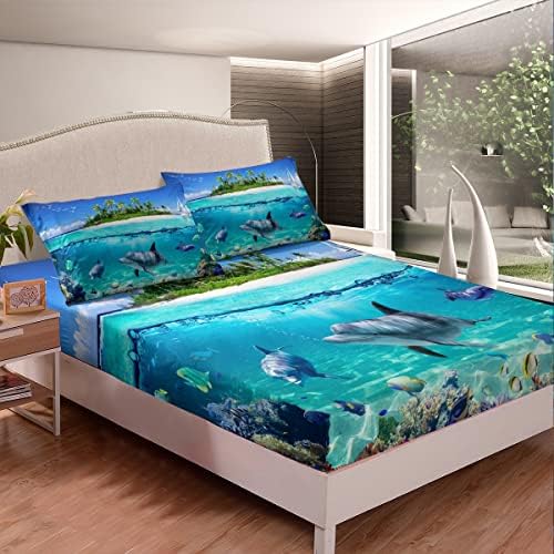 Feelyou Dolphin Bed Sheet Set Kids Ocean Animal Decor