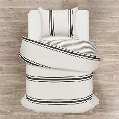 Farmhouse Stripe Reversible Cotton Duvet Cover Set Twin XL