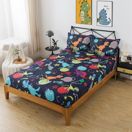 QJMIAOFANG Dinosaur Space Twin Bed Set 2 Pieces