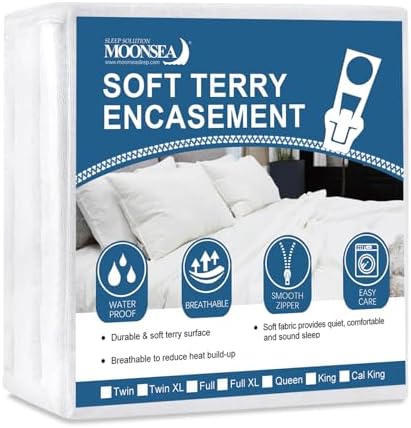 Moonsea Queen Mattress Protector 60x80 Waterproof Zippered Encasement