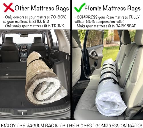 Homie Mattress Vacuum Bag - Leakproof Durable for Foam or Spring Mattresses