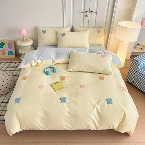 MorroMorn Twin Duvet Cover Set with 3D Embroidery