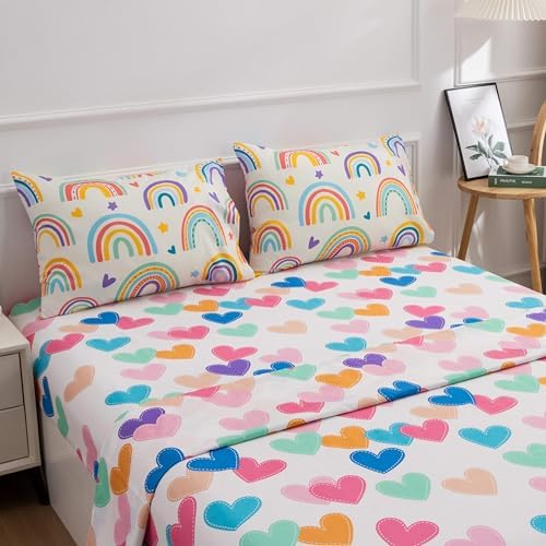 Btargot 5 Piece Beige Rainbow Comforter Set for Kids 1