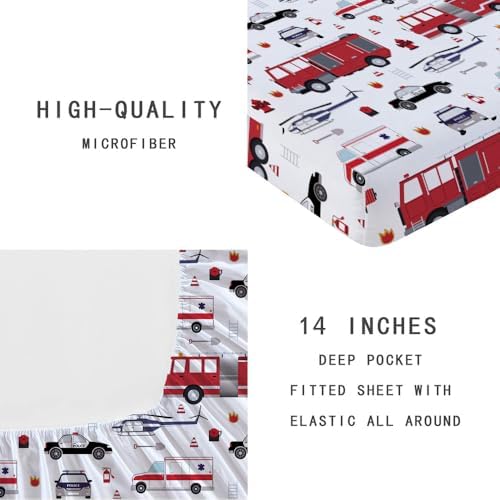 Yasida Fire Truck Queen Size Bed Sheet Set 3 Pack