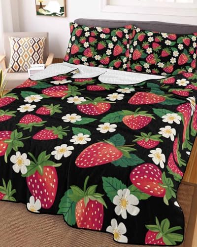 Stongaro Twin XL Strawberry Comforter Set 3 Pieces 1