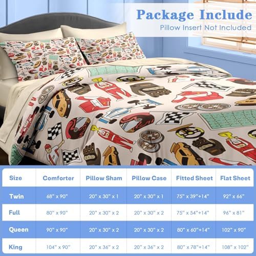 Pamnest Racing Car Comforter Set 7 Pcs Full Size