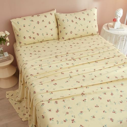HighBuy Yellow Floral Twin XL Sheet Set 3 Piece