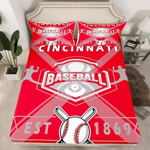 Erosebridal Twin Fitted Sheet Set for Boys Baseball Lovers