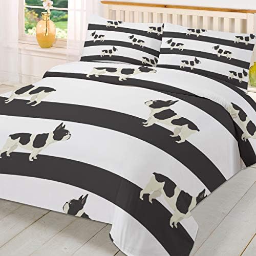 LooPoP 3PC Comforter Sets Black and White Stripe