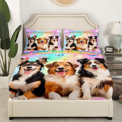 Feelyou Cute Dog Bed Sheet Set for Kids Boys Girls Brown