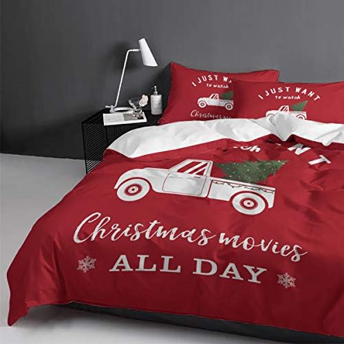 LooPoP Christmas Comforter Set Red Truck 3 Piece California King