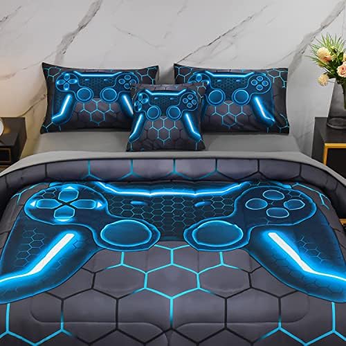 Keyroal 6Pcs Gaming Themed Comforter Set Twin Size
